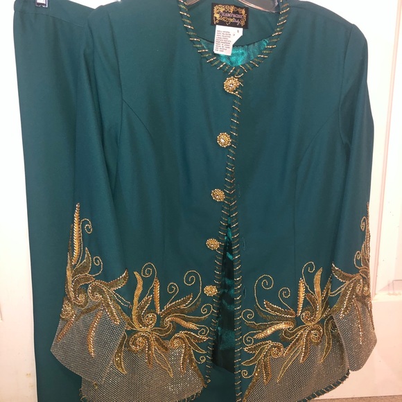 Turquoise and gold, 2 piece set - Picture 1 of 3